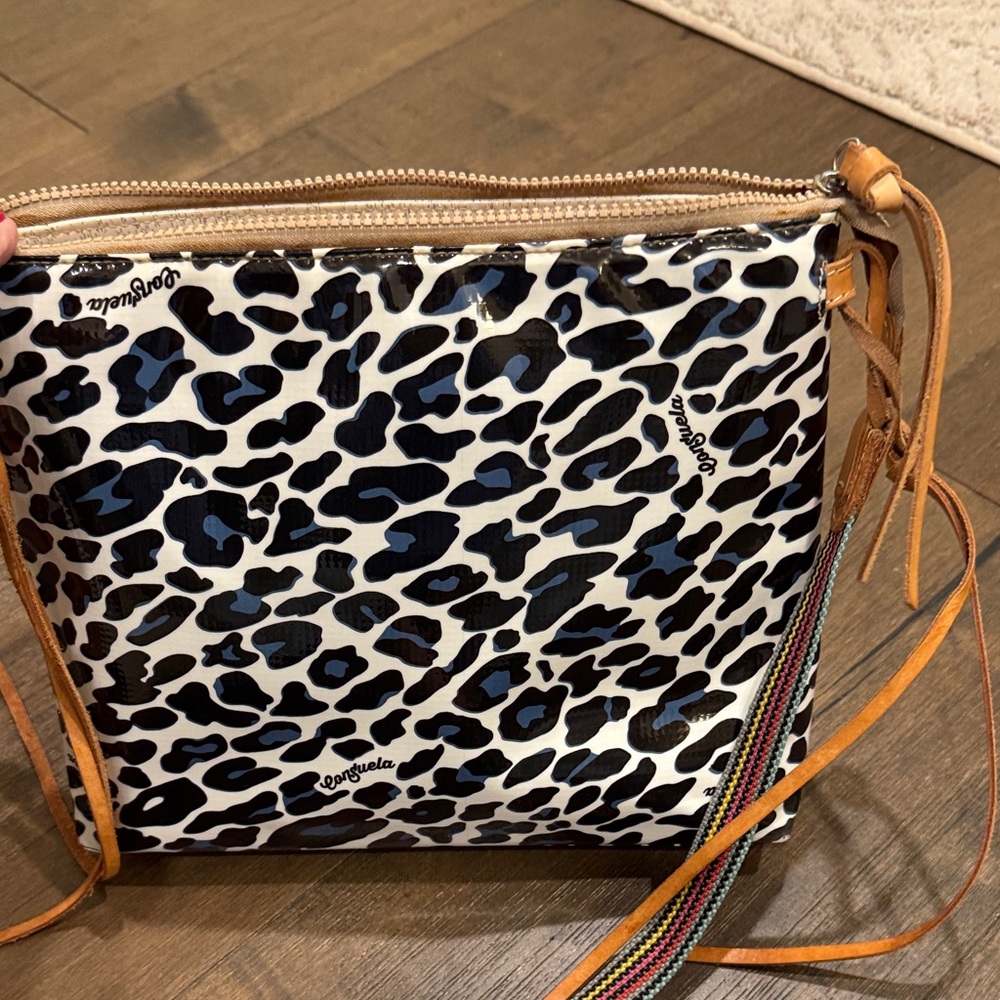 Consuela Black and Blue Animal Print Crossbody Bag
